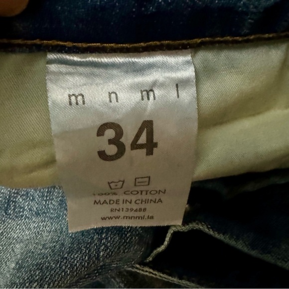 MNML Skinny Fit Heavily Distressed Zip Ankle Jeans 100% Cotton - Picture 7 of 7